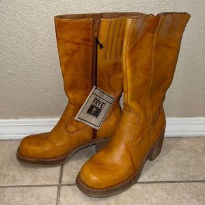 FRYE Villager 12R Tan Campus Zip Boots Sz 8